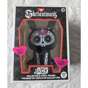 Skelanimals Jack Day of the Dead Vinyl Figure Series 1 Ages 6+ Black/White/Pink